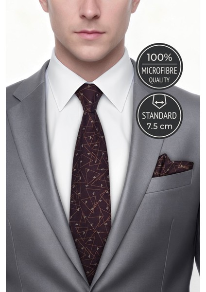 Geometrik Desen Bronz Kravat & Mendil fiyatları