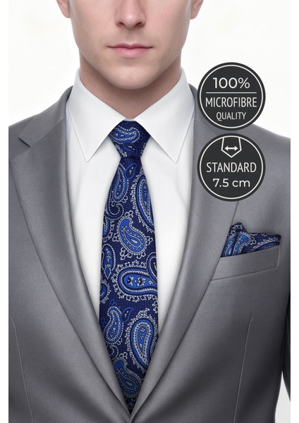 Şal Desen Mavi Kravat & Mendil fiyatları