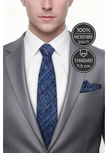 Retro Desen Mavi Kravat & Mendil fiyatları