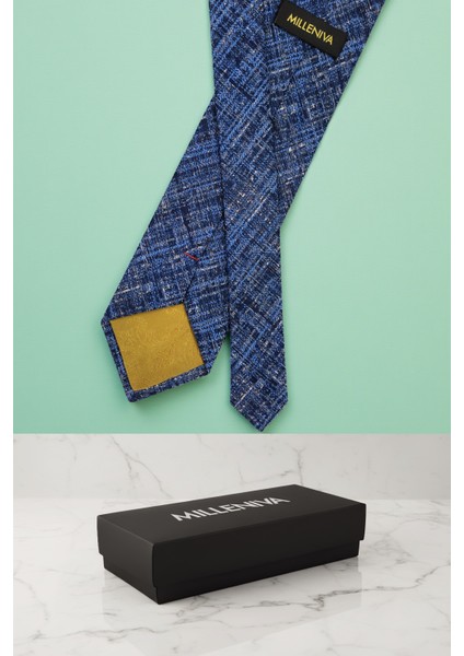 Retro Desen Mavi Kravat & Mendil modelleri