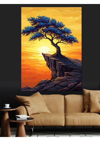 Gün Batımı Ağaç Manzarası Dekoratif Kanvas - Mdf Ahşap Tablo fiyatları