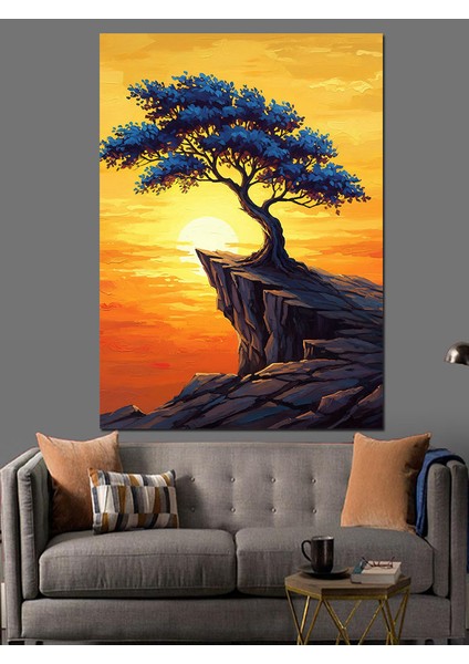 Gün Batımı Ağaç Manzarası Dekoratif Kanvas - Mdf Ahşap Tablo modelleri