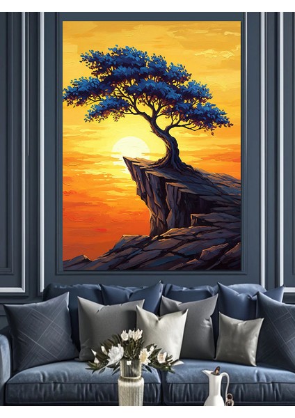 Gün Batımı Ağaç Manzarası Dekoratif Kanvas - Mdf Ahşap Tablo indirimleri