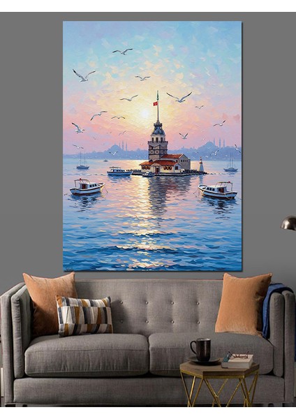 Istanbul Kız Kulesi ve Gemiler Dekoratif Kanvas - Mdf Ahşap Tablo indirimleri