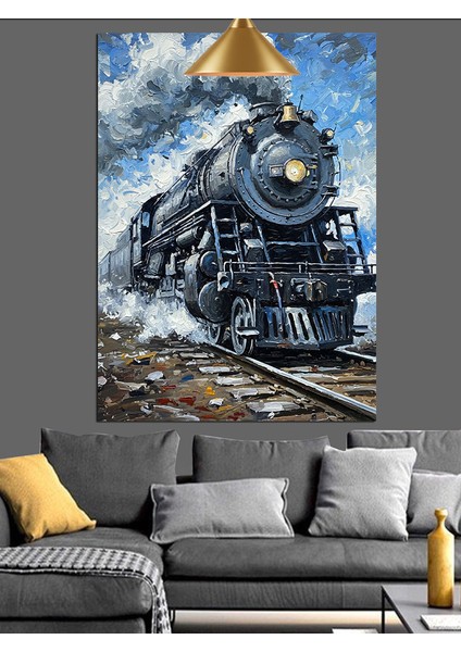 Tren Buhar Lokomotifi Nostalji Dekoratif Kanvas - Mdf Ahşap Tablo fiyatları