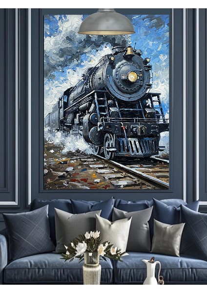 Tren Buhar Lokomotifi Nostalji Dekoratif Kanvas - Mdf Ahşap Tablo modelleri
