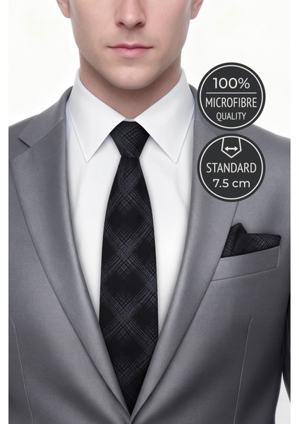 Ekose Gri Kravat & Mendil fiyatları