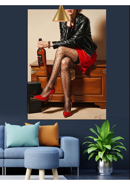 Kırmızı Elbiseli Seksi Kadın Dekoratif Kanvas - Mdf Ahşap Tablo modelleri