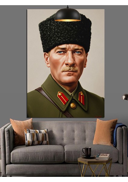 Mustafa Kemal Atatürk Askeri Portresi Dekoratif Kanvas - Mdf Ahşap Tablo fiyatları