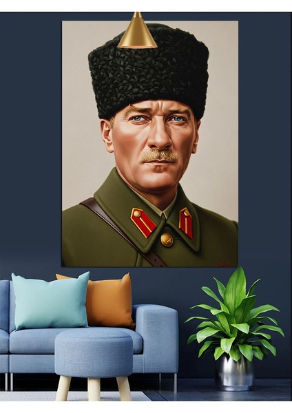 Mustafa Kemal Atatürk Askeri Portresi Dekoratif Kanvas - Mdf Ahşap Tablo modelleri