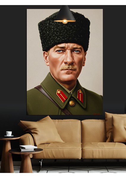 Mustafa Kemal Atatürk Askeri Portresi Dekoratif Kanvas - Mdf Ahşap Tablo fırsatları
