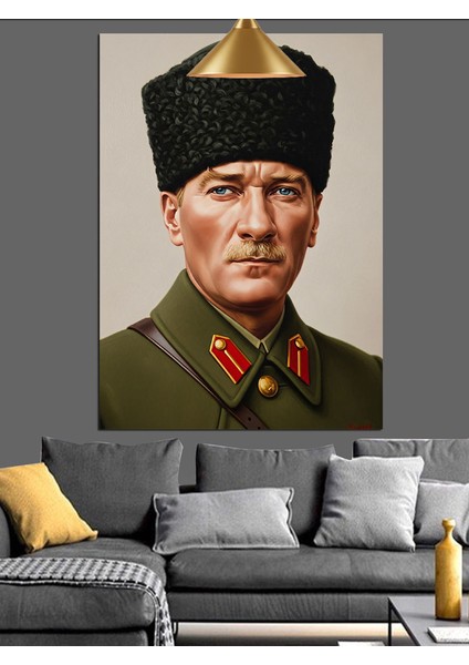 Mustafa Kemal Atatürk Askeri Portresi Dekoratif Kanvas - Mdf Ahşap Tablo indirimleri