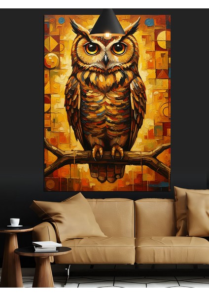 Kızıl Baykuş Portre Resmi Dekoratif Kanvas - Mdf Ahşap Tablo