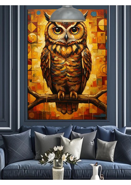 Kızıl Baykuş Portre Resmi Dekoratif Kanvas - Mdf Ahşap Tablo modelleri