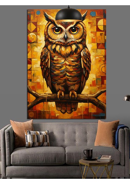 Kızıl Baykuş Portre Resmi Dekoratif Kanvas - Mdf Ahşap Tablo fırsatları