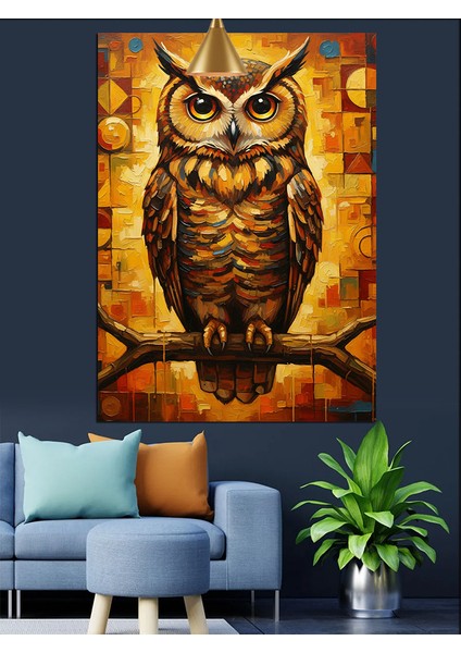 Kızıl Baykuş Portre Resmi Dekoratif Kanvas - Mdf Ahşap Tablo indirimleri