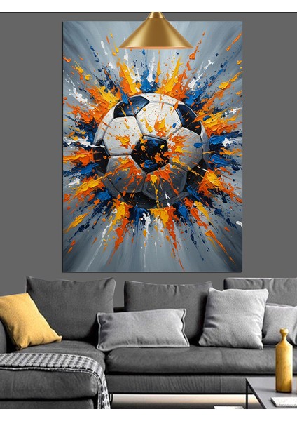 Futbol Topu Soyut Desen Dekoratif Kanvas - Mdf Ahşap Tablo