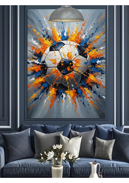 Futbol Topu Soyut Desen Dekoratif Kanvas - Mdf Ahşap Tablo fiyatları