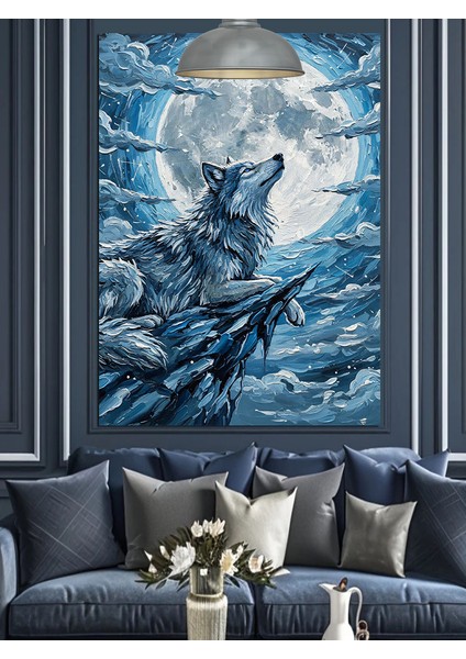 Yamaçtaki Kurt Dolunay Dekoratif Kanvas - Mdf Ahşap Tablo indirimleri