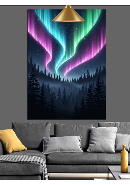 Kutup Işıkları Kuzey Manzarası Dekoratif Kanvas - Mdf Ahşap Tablo modelleri