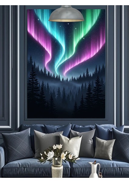 Kutup Işıkları Kuzey Manzarası Dekoratif Kanvas - Mdf Ahşap Tablo fırsatları