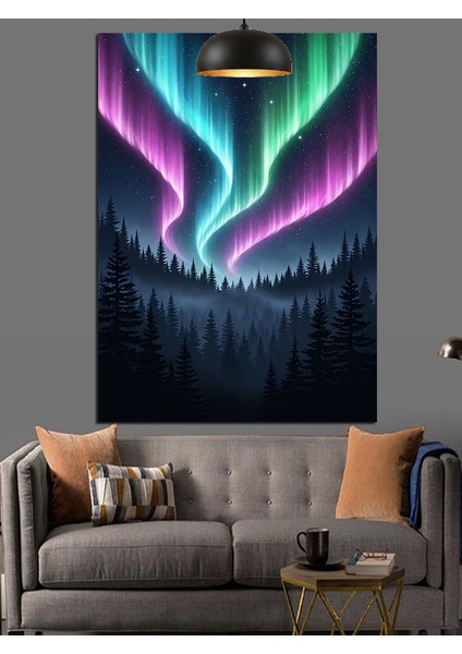 Kutup Işıkları Kuzey Manzarası Dekoratif Kanvas - Mdf Ahşap Tablo indirimleri