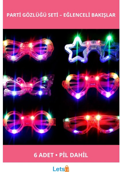 LED Işıklı Yanar Söner Parti Gözlükleri 6 Adet