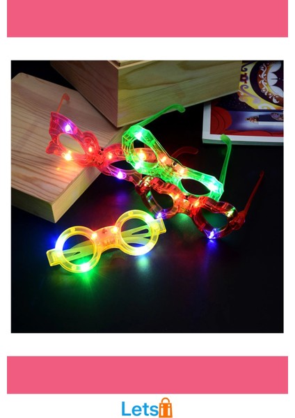 LED Işıklı Yanar Söner Parti Gözlükleri 6 Adet modelleri