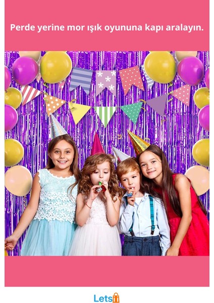 Mor Metalize Saçaklı Arka Fon Perde 1x2 Metre Parti Dekorasyonu fiyatları