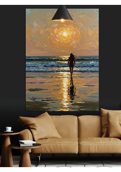 Gün Batımı Deniz Manzarası Kumsal Dekoratif Kanvas - Mdf Ahşap Tablo modelleri