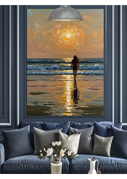 Gün Batımı Deniz Manzarası Kumsal Dekoratif Kanvas - Mdf Ahşap Tablo indirimleri