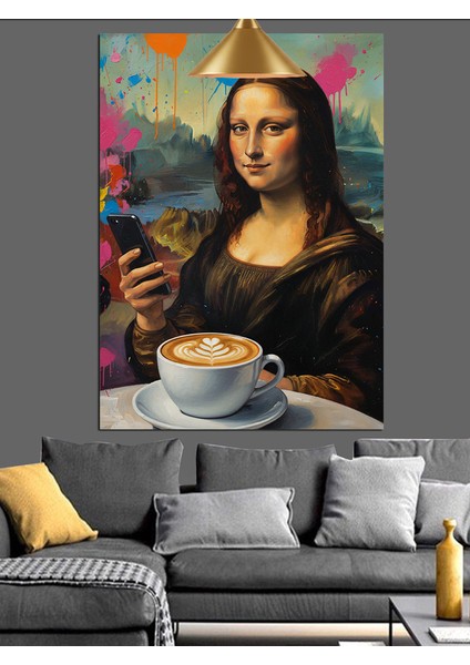 Kahve Içen Lisa Dekoratif Kanvas - Mdf Ahşap Tablo modelleri