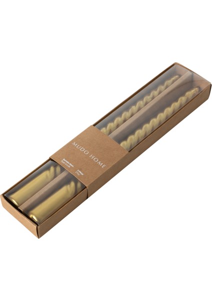 2li Burgulu Şamdan Mum Gold 25CM