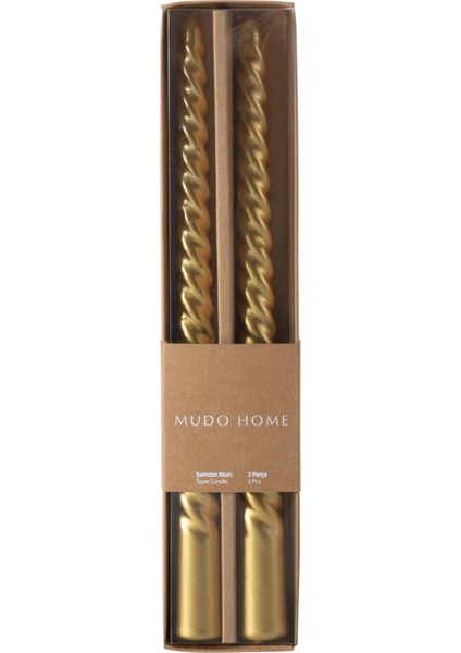 2li Burgulu Şamdan Mum Gold 25CM modelleri