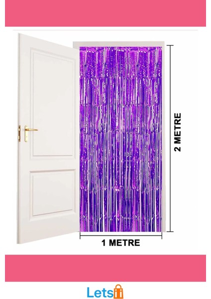 Mor Metalize Saçaklı Arka Fon Perde 1x2 Metre Parti Dekorasyonu fırsatları