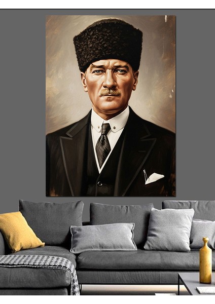 Mustafa Kemal Atatürk Portresi Klasik Dekoratif Kanvas - Mdf Ahşap Tablo fiyatları