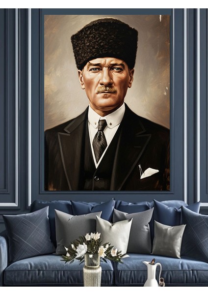 Mustafa Kemal Atatürk Portresi Klasik Dekoratif Kanvas - Mdf Ahşap Tablo modelleri