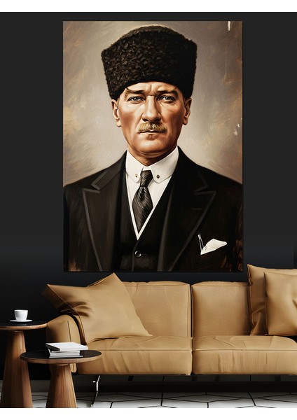 Mustafa Kemal Atatürk Portresi Klasik Dekoratif Kanvas - Mdf Ahşap Tablo indirimleri