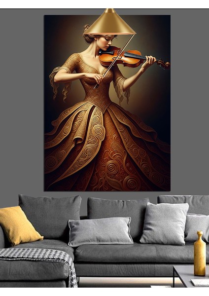 Keman Çalan Kadın Dekoratif Kanvas - Mdf Ahşap Tablo modelleri