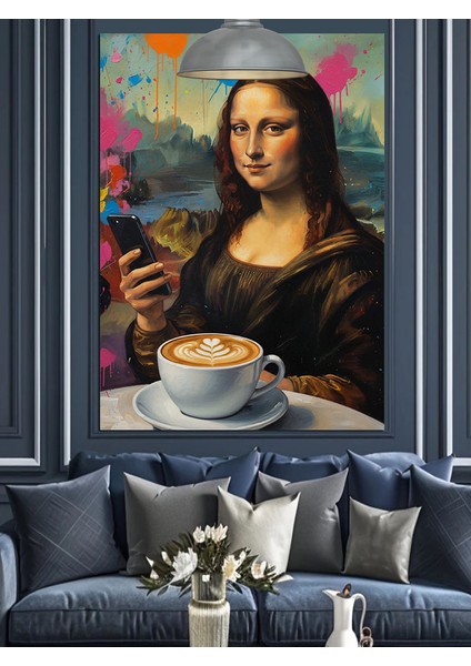 Kahve Içen Lisa Dekoratif Kanvas - Mdf Ahşap Tablo fırsatları