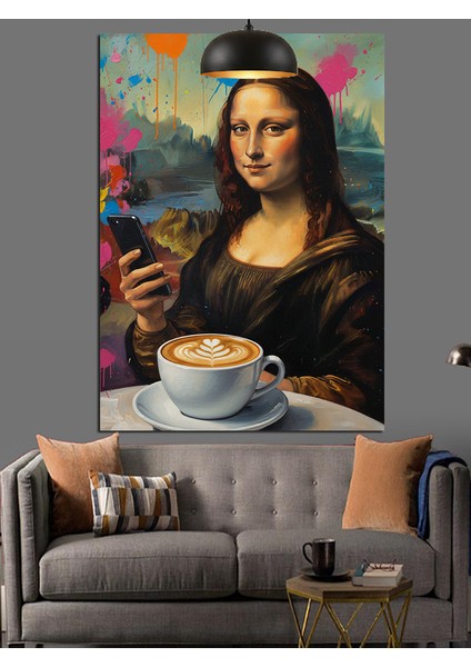 Kahve Içen Lisa Dekoratif Kanvas - Mdf Ahşap Tablo indirimleri