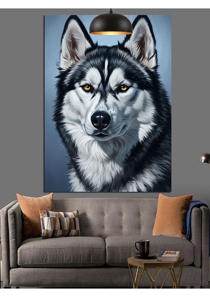 Kurt Köpeği Yüz Portresi Dekoratif Kanvas - Mdf Ahşap Tablo