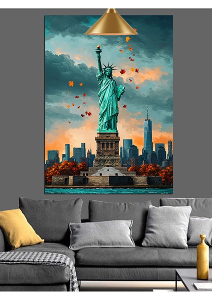 New York Özgürlük Heykeli Dekoratif Kanvas - Mdf Ahşap Tablo fırsatları