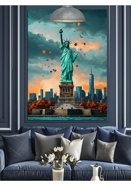 New York Özgürlük Heykeli Dekoratif Kanvas - Mdf Ahşap Tablo indirimleri