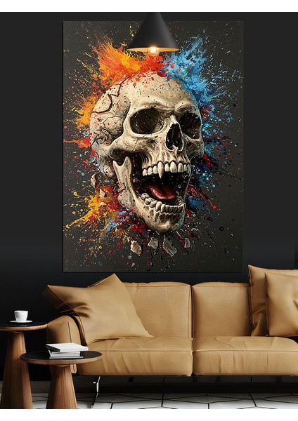 Bağıran Kurukafa Portresi Renk Sanatı Dekoratif Kanvas - Mdf Ahşap Tablo fiyatları