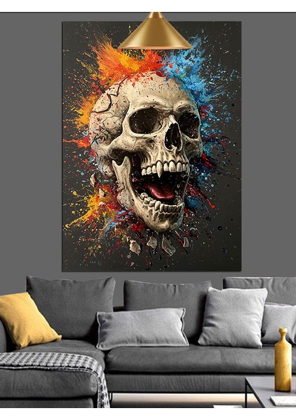 Bağıran Kurukafa Portresi Renk Sanatı Dekoratif Kanvas - Mdf Ahşap Tablo modelleri