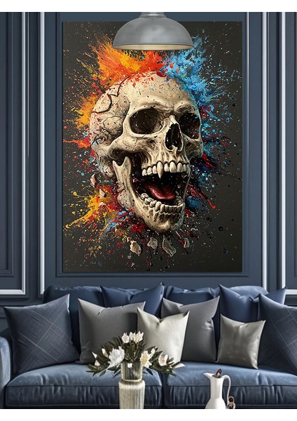 Bağıran Kurukafa Portresi Renk Sanatı Dekoratif Kanvas - Mdf Ahşap Tablo fırsatları