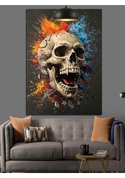 Bağıran Kurukafa Portresi Renk Sanatı Dekoratif Kanvas - Mdf Ahşap Tablo indirimleri