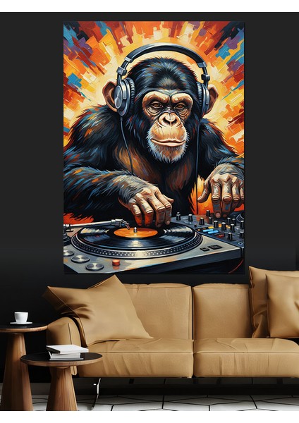 Dj Şempanze Hayvan Portresi Dekoratif Kanvas - Mdf Ahşap Tablo fiyatları