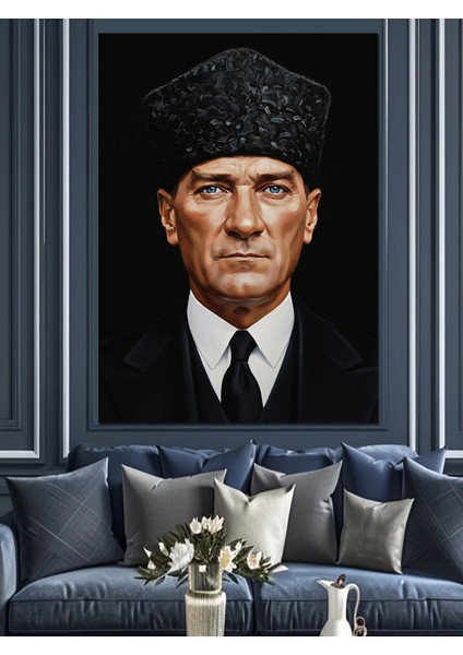 Kalpaklı Mustafa Kemal Atatürk Portresi Dekoratif Kanvas - Mdf Ahşap Tablo fiyatları